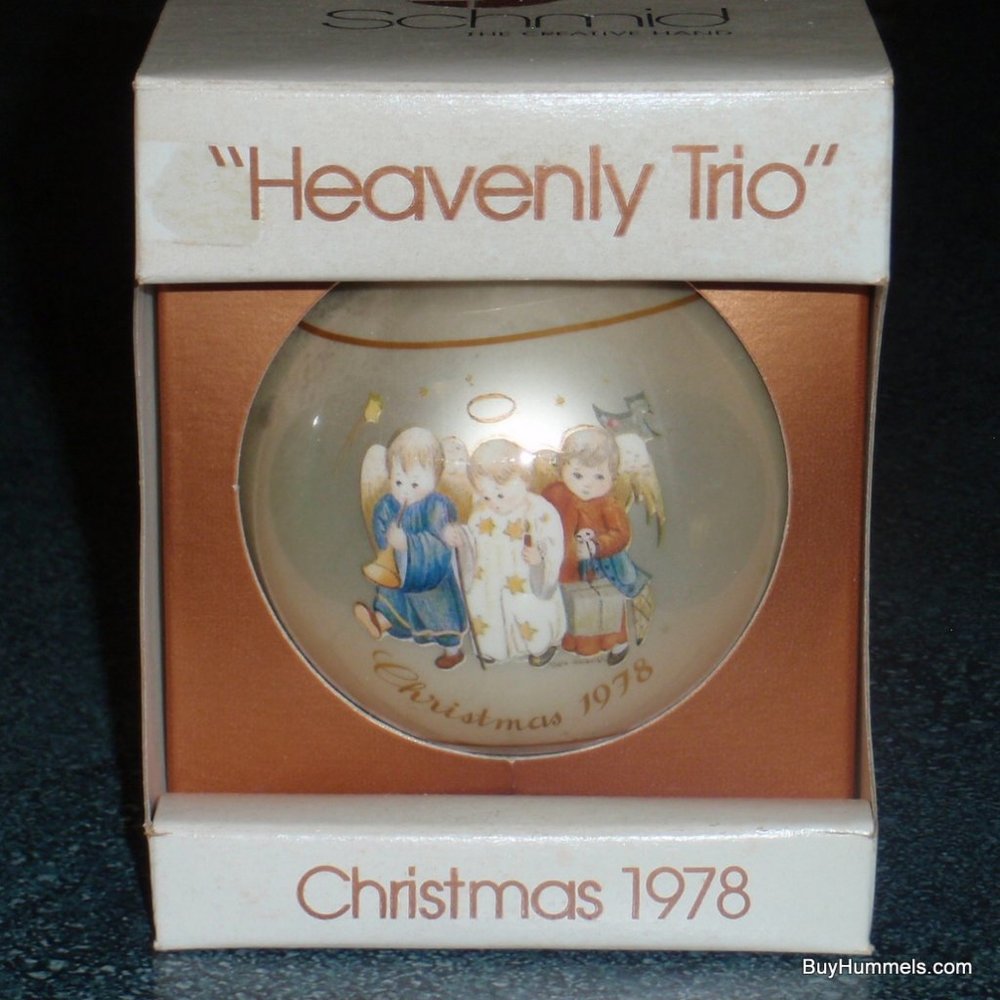 1978 Schimd “Heavenly Trio” Christmas Glass Bulb Ornament Berta Hummel With Box!